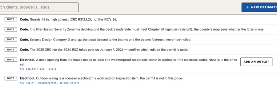 The code checks: the state's residential code, the guard's height, the stair's risers